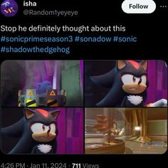 an image of sonic the hedgehog on twitter with caption that reads, stop he definitely thought about this