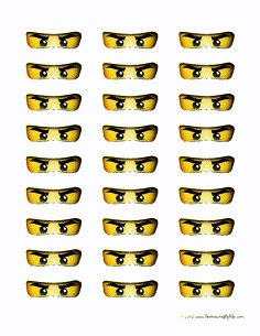 a bunch of yellow glasses with black eyes