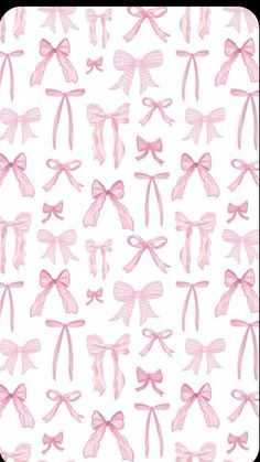 pink bows and laces on a white background for wallpaper or fabric, as well as an applique