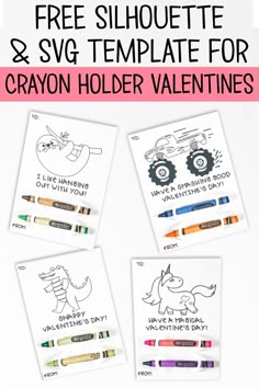 crayon holder valentine cards with free silhouette and svg templates