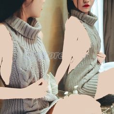 Top Rated Cosplay Sexy Girl Virgin Killer Turtleneck Sleeveless Pullover Backless Sweaters, Womens Sweaters Backless Turtleneck, Virgin Killer Sweater, Backless Sweater, Pink Turtleneck Sweater, Long Sweaters For Women, Sleeveless Sweater Dress, Harajuku Outfits, Japanese Street, Sleeveless Turtleneck