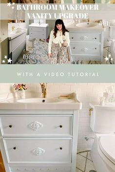 the bathroom makeover vanity upgrade with a video