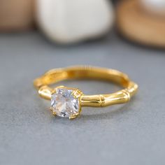 ★ 14K Solid Gold Bamboo Ring, 925 Sterling Silver Bamboo Ring, Cushion Cut Stone Ring, Cubic Zircon Stone Ring, Stackable Ring, Gift for Her★ ★ IMPORTANT SHIPPING & PRODUCTION DETAILS!! ★ RINGS: All rings are made to order at the selected size requested during checkout. I do not use a formula to determine ring sizing for wide bands (Unless noted within the listing) so if you select a size 6 and purchase 8-10 rings each ring will rest at the US ring size 6. All rings made at US ring sizes though Bamboo Ring, Ring Cushion, Wooden Jewelry Boxes, Stackable Ring, Pretty Rings, Ring Sizes, Wide Bands, Stackable Rings, Cushion Cut