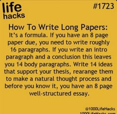 a yellow background with the words how to write long papers