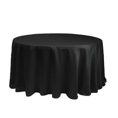 a round table with black cloth on it