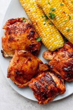 grilled chicken and corn on the cob