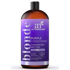 artnaturals You love your blonde or silver tresses, but sometimes the color fades or looks brassy. artnaturals Purple Line is specifically formulated to naturally protect, balance, and tone bleached, blonde, silver, and color-treated hair. Start off by guarding golden locks and silver shades from dull, brassy tones with the specially formulated Purple Shampoo, which utilizes softening coconut oil and powerful purple pigments to rejuvenate and restore color, balance, and tone to color-treated hair, resulting in a fresh from the salon radiant shine. Follow with our deeply nourishing Purple Conditioner, formulated to boost blonde tones and soften silver strands without a trip to the salon. This richly hydrating and emollient coconut oil-infused conditioner uses the power of purple pigments to Bleached Blonde, Blonde Silver, Purple Conditioner, Silver Strand, Blonde Tones, Purple Line, Purple Shampoo, Color Balance, Bleach Color