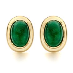 PRICES MAY VARY. Gold Earrings for Women: 18k yellow gold plated, green cubic zirconia and high quality brass material Green Earrings: Large oval cubic zirconia and artificial emerald earrings are very luxurious, easy to match with daily clothes. size: 15mm*20mm Hypoallergenic Stud earrings: The green earrings are fashion design, easy to wear, never worry for wearing difficulty, suitable for women and teengirls. Perfect Jewelry Gift: Package with a nice pouch or jewelry box will be available in Emerald Green Earrings, Gold Earrings For Women, Green Oval, Oval Earring, Emerald Earrings, Green Earrings, Gold Enamel, Golden Color, Ear Jewelry