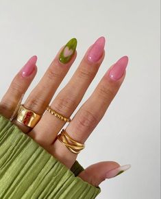 Pink And Green Nails Wicked, Pink Wicked Nails, Nail Art Pink And Green, Wicked Nails Musical Pink And Green, Wicked Nails Pink And Green, Wicked Inspired Nails Pink And Green, Green Pink Nail Art, Pink Green Nail Art, Green And Pink Gel Nails