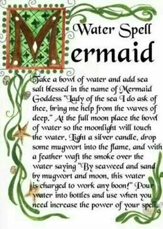 Mermaid water spell Water Witchcraft, Witchcraft Spells For Beginners, Mermaid Vibes, Under Your Spell, Mermaid Stuff