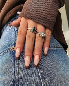 September Nails, Fall Nail Trends, Cute Nails For Fall, Smink Inspiration, French Tip Acrylic Nails, Fall Acrylic Nails, Thanksgiving Nails, Brown Nails