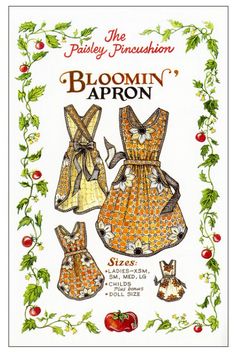 an apron and dress pattern for children's clothing