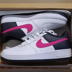 Brand New Pink, Black, And White Nike Air Force 1 Size 7youth $90 White Nike Air Force 1, White Nike Air Force, Shoes Nike Air Force, Black And White Nike, White Nike Air, White Nike, Kids Nike, Nike Air Force 1, White Nikes