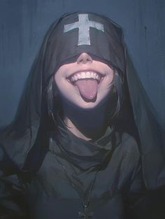 a woman with her tongue out wearing a black hoodie and sticking out her tongue