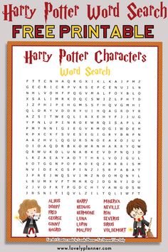 the harry potter word search is shown in this free printable activity for kids to learn how