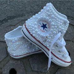 Custom Bling Out Flat Back Pearl Ab Mix Size Classic Converse. Plz Add As A Bundle After Purchasing To Discuss Any Changes Or Customized Design If Needed. Made To Order, Please Allow 2 Weeks To Ship. Also Available In Black. Flat White & White Ab, Metallic Gold, Metallic Silver, Gray & Gray Ab, Pink Ab, Cream, Black & Black Ab. Shoes With Jewels Bling, Glitter White Converse, Bedded Converse, Black And White Bling Converse Toddler, Croc Inspiration, Converse With Pearls, Pretty Converse, Shinny Shoes, Bedazzled Sneakers