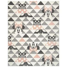 mickey mouse rug in grey, pink and white