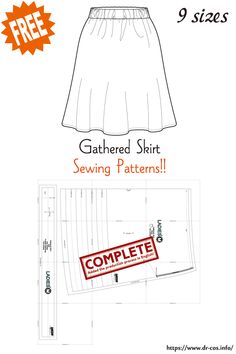 the gathered skirt sewing pattern is shown