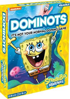 a box with an image of spongebob on it and the words dominos