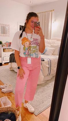 Check out my LTK linked here for outfit details:) Teacher In Service Outfit, Neon Teacher Outfit, Fun Elementary Teacher Outfits, Pink Teacher Outfit, 2nd Grade Teacher Outfits, Bright Teacher Outfits, School Slp Outfits, Mrs Frizzle Outfits