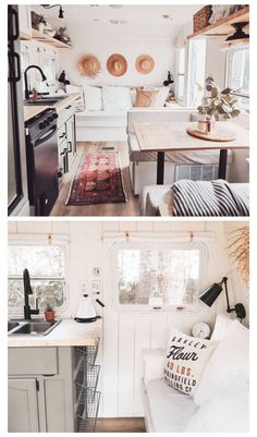 the interior and exterior of a tiny home