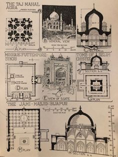 an old diagram shows the various architectural styles and designs used in this historical architecture project