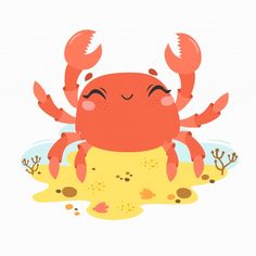 a crab with its eyes closed sitting on the sand