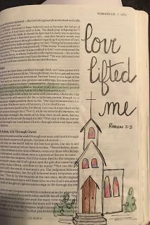 an open bible with the words love lifted me written on it