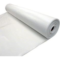 a roll of white plastic sheeting on a white background