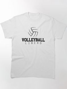 a white t - shirt that says volleyball libero on the front and back