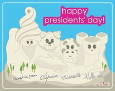 a happy presidents day card with three white shoes