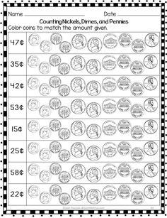 counting coins worksheet for kids to practice counting and rounding money with numbers 1 - 10