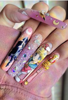 Cat Nail Designs, Character Nails, Eye Nail Art, Queen Nails, 2024 Nails, Super Cute Nails