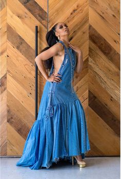 Denim meets couture design with this beauty! Made-to-Order this sundress is simply an extraordinary blend of class and sass Partially made by hand with yards and yards of denim this dress has a bit of a weight but is worth every bit of it. Made-to-orderIMPORTANT NOTICE BELOWAll made-to-order JE merchandise is made from primarily recycled material and will have some variance from that shown in the above image. The specific denim used to make your product will be exclusively different, as not two garments are exactly alike. By placing an order in the made-to-order category you recognize that your garment will resemble the merchandised pictured in overall design concept and configuration, but will have distinct differences in denim wash, rendering, and overall outcome. You also recognize that Luxury Sleeveless Elegant Denim Dress, Luxury Denim Spring Dresses, Luxury Spring Denim Dress, Luxury Long Sleeve Denim Dress, Luxury Chic Denim Dress, Luxury Denim Party Dress For Women, Luxury Denim Casual Dress, Luxury Casual Denim Dress, Luxury Dark Wash Denim Dress