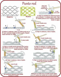 instructions to crochet in spanish for beginners, with pictures on the side