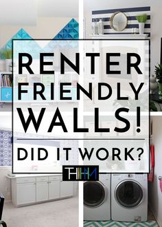 the words renter friendly walls did it work? in front of pictures of washers and dryers