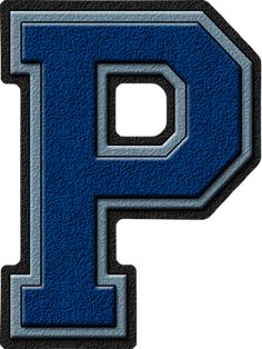 the letter p in blue and grey