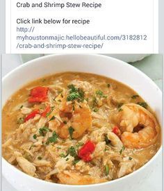 a white bowl filled with shrimp and rice soup on top of a marble countertop