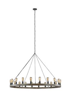 Avenir Chandelier in Weathered Oak Wood/Antique Forged Iron - Lamps Expo Family Room Chandelier, Community Clubhouse, Antique Lights, Feiss Lighting, Painting Wood Paneling, Edison Bulbs, Cabin Home, Wagon Wheel Chandelier, Circa Lighting