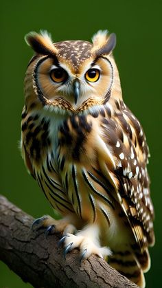 an owl sitting on top of a tree branch