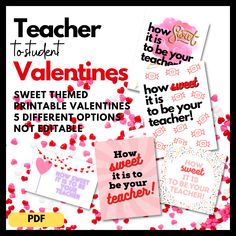 valentine's day printables for teachers to use on the back of their books