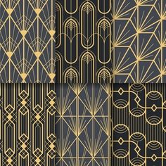 art deco wallpapers in black and gold