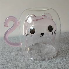 Double-Walled Heat Resistant Espresso Cup Kawaii Coffee Accessories, Pink Goth, Glass Coffee Mug, Söt Katt, Glass Coffee Mugs, Espresso Cups, Espresso Coffee, Kawaii Art, Cat Theme