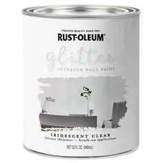 a white paint can with the words glitter's interior wall paint on it