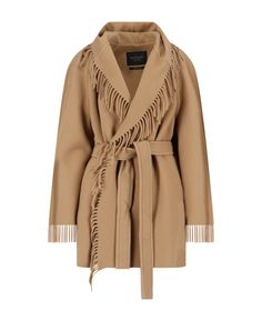 Best price on the market at italist | Balenciaga Fringed Coat Fringe Blanket, Fringe Coats, Blanket Coat, Luxury Accessories, Yoga Wear, Skirt Suit, Bold Fashion, Luxury Boutique, Bridal Shoes