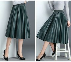 Elegant High Waist Pleated Skirt Measurement In CM    Size Waist Length     Free 60-80 70    Measurement In Inch    Size Waist Length     Free 23.6 - 31.5 27.6 Ladies Skirts, Checked Skirt, Faux Leather Midi Skirt, Skirt Elegant, Leather Pleated Skirt, Cheap Skirts, High Waisted Pleated Skirt, Trendy Skirts, Skirt Trends