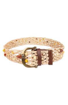 Sam Edelman Bead Raffia Macramé Belt | Nordstrom Beige Woven Belt For Vacation, Elegant Fabric Belt For Beach, Elegant Fabric Beach Belt, Casual Woven Belts For Spring, Beige Woven Belts For Spring, Spring Beige Woven Belt, Casual Beige Belts For Vacation, Casual Adjustable Braided Belt, Adjustable Multicolor Bohemian Belts