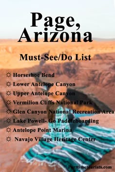 the page arizona must see / do list