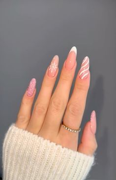 Cute Almond Nails, Festive Nails, Casual Nails, Winter Nail Art, Winter Nail, Square Acrylic Nails