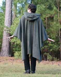 Olivene - Hooded AntiPill Fleece Poncho or Cape OD Military Green Cozy Hooded Cape For Fall, Oversized Green Cape For Fall, Green Cape Outerwear For Fall, Green Cape For Fall, Green Hooded Poncho For Winter, Oversized Green Poncho For Winter, Military Style Hooded Jacket With Double-lined Hood For Outdoor, Hooded Green Cape For Fall, Green Hooded Cape For Fall